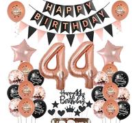 44th Birthday Balloons Black Rose Gold Cake Topper, Women's Birthday Balloon