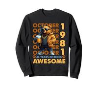 44th Birthday Bear Legends October 1981 44 Years Old Mens Sweatshirt