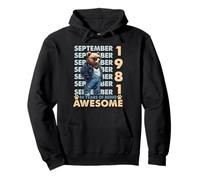 44th Birthday Bear Legends September 1981 44 Years Old Mens Pullover Hoodie