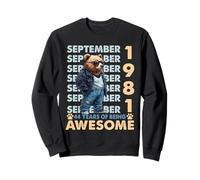 44th Birthday Bear Legends September 1981 44 Years Old Mens Sweatshirt