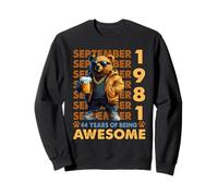 44th Birthday Bear Legends September 1981 44 Years Old Mens Sweatshirt