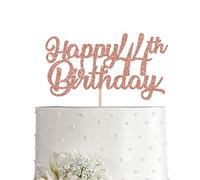 44th Birthday Cake Topper, Rose Gold Glitter Cheers To 44 Years Party Decoration, Supply