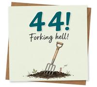 44th Birthday Card, 44th Birthday Card for Him or Her, Funny Forking Hell Garden Pun for 44 Year Old Celebration