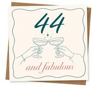 44th Birthday Card for Her, Champagne Toast, “Fabulous” | Celebrate her 44th with clinking champagne glasses, sparkle details and the bold message “44 and fabulous”.
