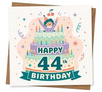 44th Birthday Card for Her, Cute Confetti Cake Design
