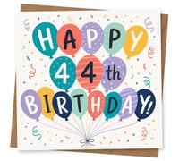 44th Birthday Card, Happy 44th Birthday Card with Colourful Balloon Design, Fun Celebration for 44 Year Old