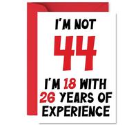 44th Birthday Cards for Men Women - Not 44 Im 18 With 26 Years Experience - Happy Birthday Card for 44 Year Old Man Woman Brother Husband Nephew Friend, A5 Bday Greeting Cards