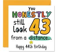 44th Birthday Cards for Women Men - From a Distance - Happy Birthday Card for 44 Year Old Woman Man Auntie Brother Daughter Husband, 145mm Bday Greeting Cards