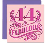 44th Birthday Cards for Women - Fabulous - Happy Birthday Card for 44 Year Old Woman Niece Sister Cousin Wife, 145mm Bday Greeting Cards