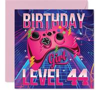 44th Birthday Cards for Women - Gamer Level - Happy Birthday Card for 44 Year Old Woman Auntie Neighbour Niece Friend, 145mm Bday Greeting Cards