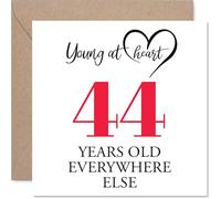 44th Birthday Cards for Women Men - Young at Heart - Happy Birthday Card for 44 Year Old Woman Man Dad Cousin Uncle Niece, 145mm Bday Greeting Cards