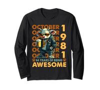 44th Birthday Cow Legends October 1981 44 Years Old Mens Long Sleeve T-Shirt