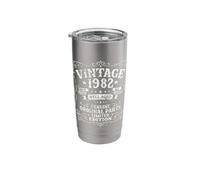 44th Birthday Gift Man Woman Original Vintage 1982 44 Years Stainless Steel Insulated Tumbler