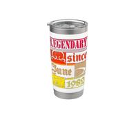 44th Birthday Legendary Since June 1982 Vintage Retro Stainless Steel Insulated Tumbler