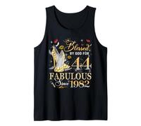 44th Birthday Queen Blessed by God 44 Fabulous Since 1982 Tank Top