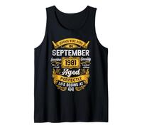 44th Birthday Real Legends September 1981 44 Years Old Men Tank Top