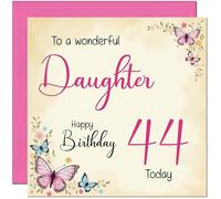 44th Daughter Birthday Card - Beautiful Butterfly Floral Daughters Birthday Card for 44 Year old Forty Four, Forty Fourth