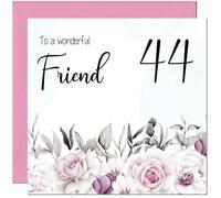 44th Friend Birthday Card Floral Elegant Best Friend Birthday Card for 44 Year old Forty Four, Forty Fourth