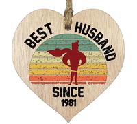 44th Wedding Anniversary Wooden Heart Plaque, Best Husband Since 1981