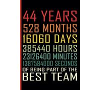 44th Year Work Anniversary Notebook: 44 Years of Service Award - Journal Funny Notebook Male or Female Boss - Staff Appreciation Gift for Job Milestone of Completing 44 Years of Service
