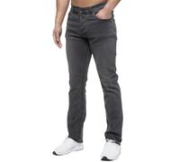 (44W/32L, Grey) Enzo Mens Straight Leg Stretch Denim Jeans