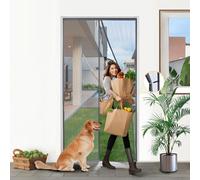 44x120 Magnetic Closure Screen Door Mesh, Keep Bugs Out Let Breeze in, Heavy Duty Fiberglass Mesh Fabric, Dog/Cat gate, Net Door Curtain for Porch Front Door Garage Patio RV Grey