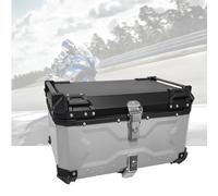 45-100L Tail Box Top Case Motorbike Luggage Storage, Universal Trunk, Aluminum Trunk Tour with Quick Release Base Plate and Backrest(Color:Black with backrest,Si (Silver 80L)