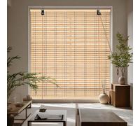 45-175cm Natural Roller Blinds for Kitchen Windows, Sunshade Bamboo Roll up Shades with Lift, Thermal Window Decorative Curtain for Balcony, Bamboo Slat Roll up Blinds for Gazebos, Easy to Install