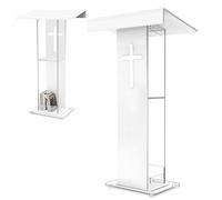 45.3" Acrylic Podium Lectern, Pulpit for Churches with Double Shelves, Modern Plexiglass Pulpits Lectern for Classroom, Conference, Wedding and More