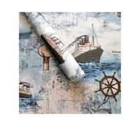 (45*300cm/17.7*118in, The Age Of Navigation) 1 Roll Self-Adhesive Wallpaper, Retro Nautical Theme Contact Paper, Peel And Stick
