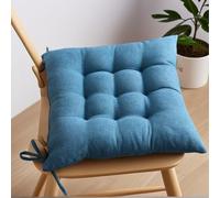 45 * 45Cm Seat Pad for Dining Chairs Garden Chair Cushions with Tie on 9 Stitch Comfortable Indoor/Outdoor Chair Pads for Kitchen,Blue,Set of 4