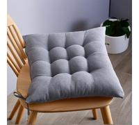 45 * 45Cm Seat Pad for Dining Chairs Garden Chair Cushions with Tie on 9 Stitch Comfortable Indoor/Outdoor Chair Pads for Kitchen,Grey,Set of 2