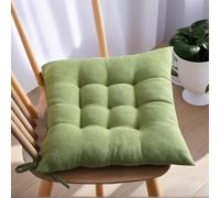 45 * 45Cm Seat Pad for Dining Chairs Garden Chair Cushions with Tie on 9 Stitch Comfortable Indoor/Outdoor Chair Pads for Kitchen,Green,Set of 4