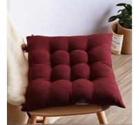 45 * 45Cm Seat Pad for Dining Chairs Garden Chair Cushions with Tie on 9 Stitch Comfortable Indoor/Outdoor Chair Pads for Kitchen,Burgundy,Set of 4