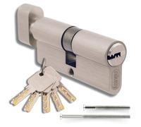 45/45mm Brass Knob Cylinder with 5 Keys Included, Heavy Duty Knob Lock Cylinder Including 2 Screws, Easy Installation, Door and Garage Door Lock Length 90mm