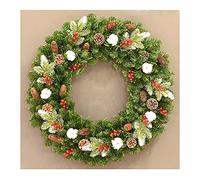 45/50/60/80 cm waterproof Christmas wreath, artificial Christmas wreath with simulation of red fruit, pine cones for Christmas party decor Indoor Outdoor - Section A 80 cm