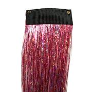 45-50cm Shiny Sparkle Hair Tinsel Kit, Twinkle Dazzles Extension, Colorful Glitter Bling Braid Accessories(Red)(Deep Pink)