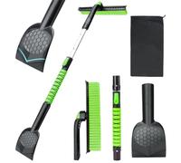 45.6" Ice Scraper and Snow Brush for Car Windshield [Silicone Bristles] ,3-in-1 Extendable Emergency Snow Shovel with Ergonomic Foam Grip and 360° Pivoting Brush Head for Christmas, Car Auto Truck SUV