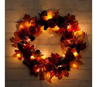 45 / 60cm Artificial Pumpkin Maple Leaf Wreath, Light Wall Window Door Halloween Thanksgiving Decoration
