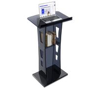 45'' Acrylic Podium Stand, Ultra Clear Iron Podium Pulpits for Churches, Modern Podium Lectern for Church,Conference,Speech,Classroom, 114.3cm x 59.94cm x 39.87cm (Black A)