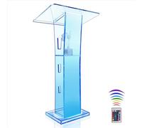 45'' Acrylic Podium Stand, Ultra Clear Iron Podium Pulpits for Churches, Modern Podium Lectern for Church,Conference,Speech,Classroom, 114.3cm x 59.94cm x 39.87cm (White)