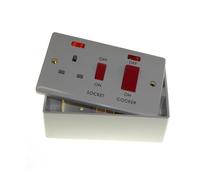 45 Amp Double-Pole Cooker Switch with Neon Indicator with 47 mm Back/Pattress Box