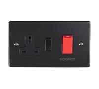 45 Amp Double Pole Switch With 13 Amp Socket Black