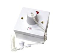 45 Amp Pull Cord Electrical Switch Double Pole with Neon Light + Back Box