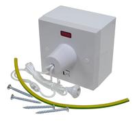 45 Amp Shower Pull Cord Switch, Double Pole Isolator, with 44mm PVC Back Box, Earth Sleeving and Screws