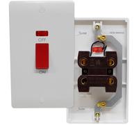 45 Amp Tall Cooker Switch with Neon - White 45A DP - Curved Design Round Corners