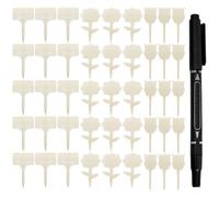 45 Bamboo Plant Labels and 1 Color Marker Pen, Natural and Environmentally Friendly Bamboo Material, Gardening Marking Tools, Suitable for Garden Planting Marking, Plant Information Recording.