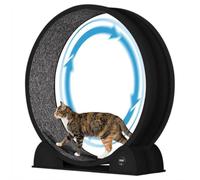 45" Cat Exercise Wheel, Super Quiet Cat Treadmill for Indoor Cats, Large Pet Running Wheel with Pedometer & Detachable Carpet, Sturdy ABS Cat Walker for Weight Management & Training