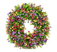 45 cm Door Wreath, Spring Summer Wildflower Wreath, Decorative Garland for Front Door, Large Artificial Eucalyptus Wreaths with Flowers for Farmhouse, Door, Wall, Living Room, Hallway, Wedding