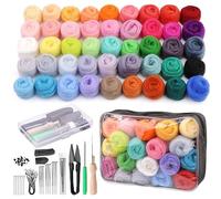 45 Colors Needle Felting Kits for Beginners, Needle Felting Supplies with Tools, Felt Starter Kits with Needles, Storage Bag for DIY Handcrafts Decoration